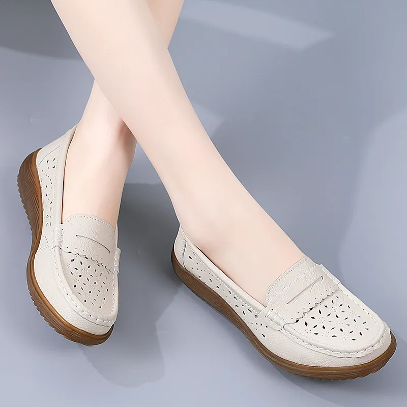 Reivantix Gommino Loafers Women's Beige/Gray/Black/White-5