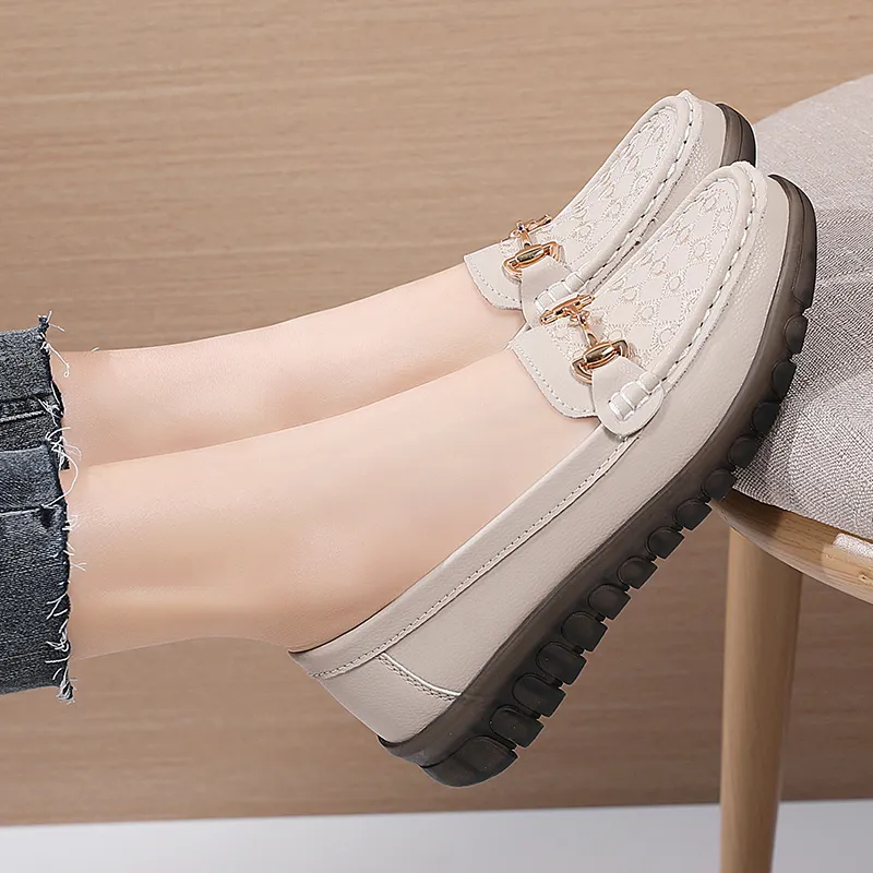 Reivantix Gommino Loafers Women's Gray/Beige/Black-8