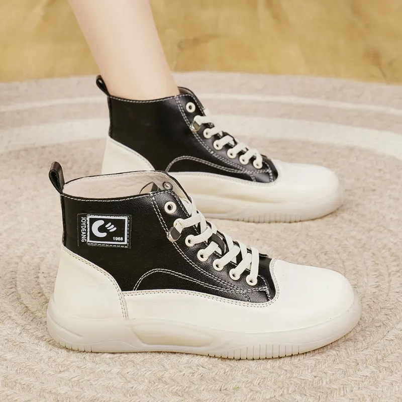 Reivanti High Top Skateboard Shoes Women's Beige Black-4