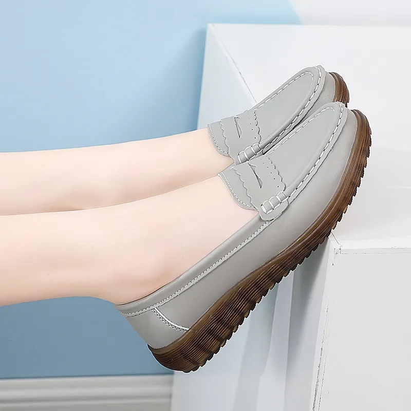 Reivantix Gommino Loafers Women's Beige/Gray/Black/White-9