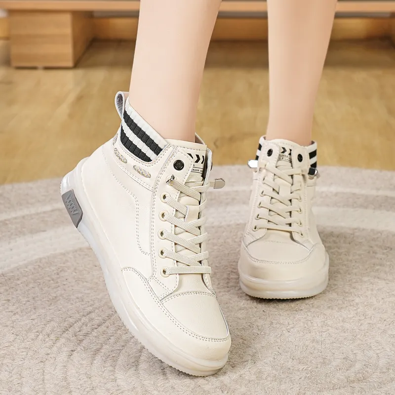 Reivanti High Top Casual Shoes Women's Beige Black-3