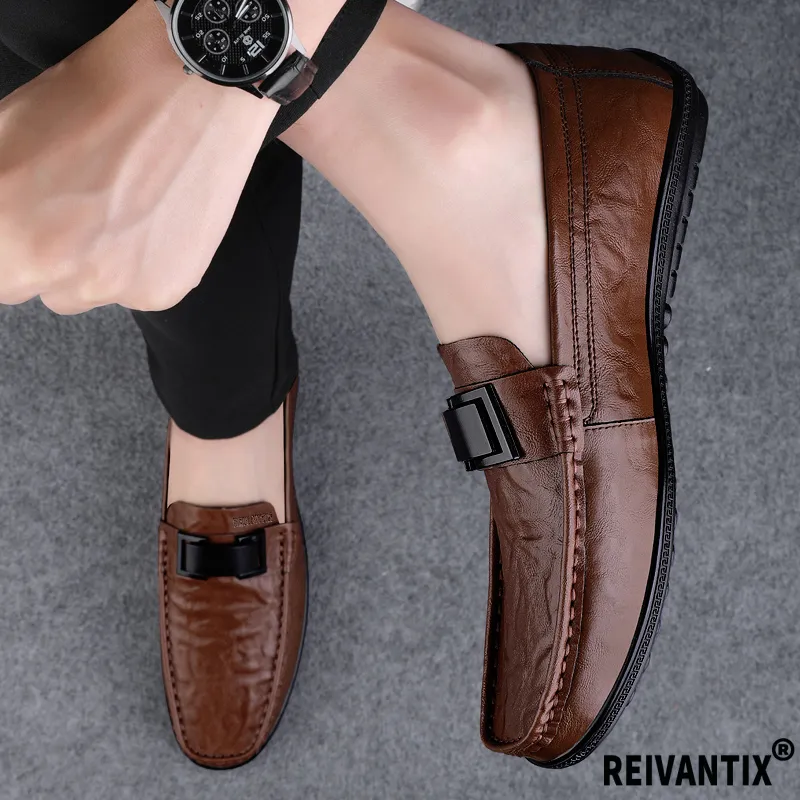 Reivantix Gommino Loafers Unisex Brown-3