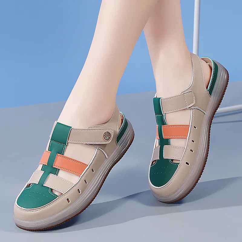 Reivanti Roman Sandals 2CM Women's Apricot Green-3