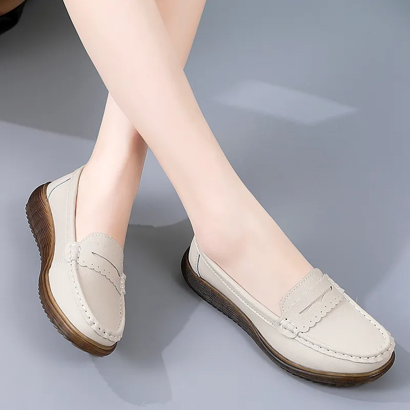 Reivantix Gommino Loafers Women's Beige/Gray/Black/White-13