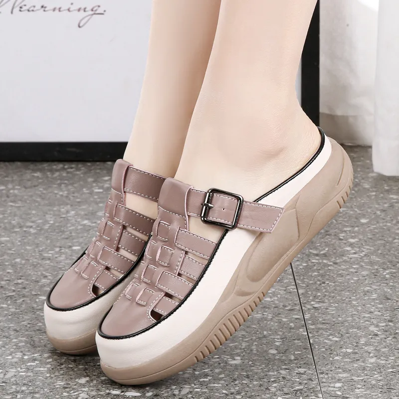 Reivanti Rubber Sole Slip Resistant Abrasion Resistant Wrap toe Slippers Women's Rice Light Purple-2