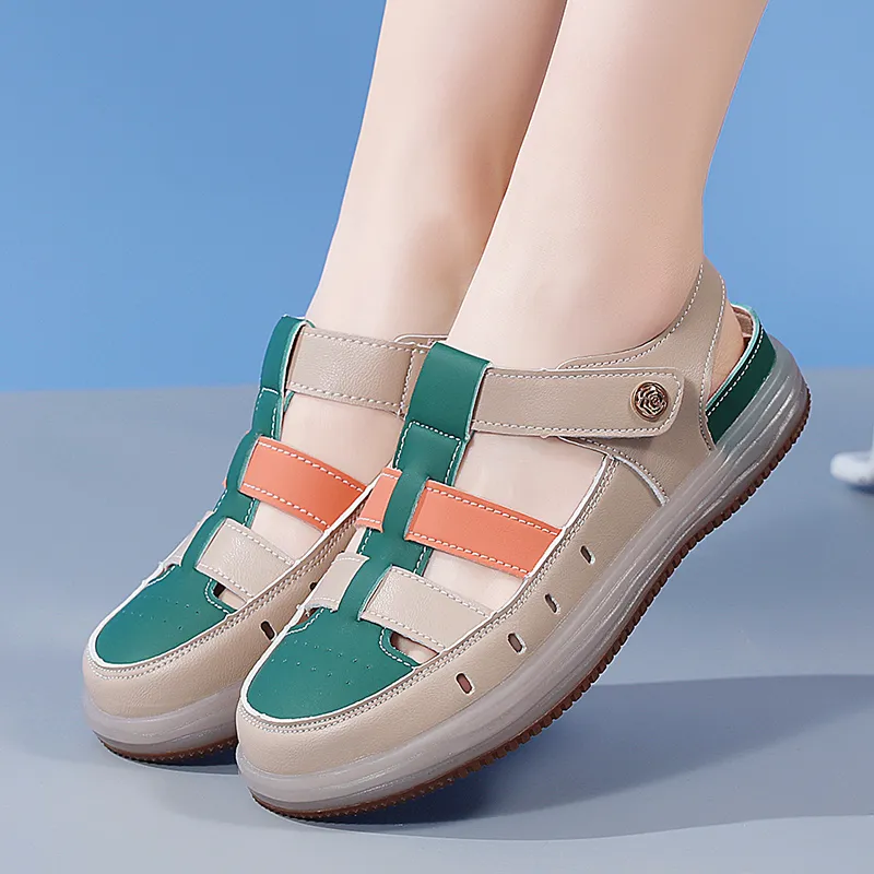 Reivanti Roman Sandals 2CM Women's Apricot Green-2