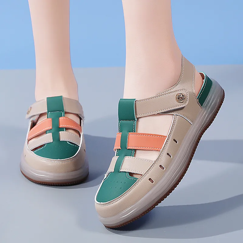 Reivanti Roman Sandals 2CM Women's Apricot Green-1