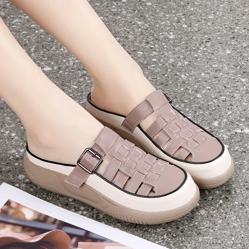 Reivanti Rubber Sole Slip Resistant Abrasion Resistant Wrap toe Slippers Women's Rice Light Purple-6