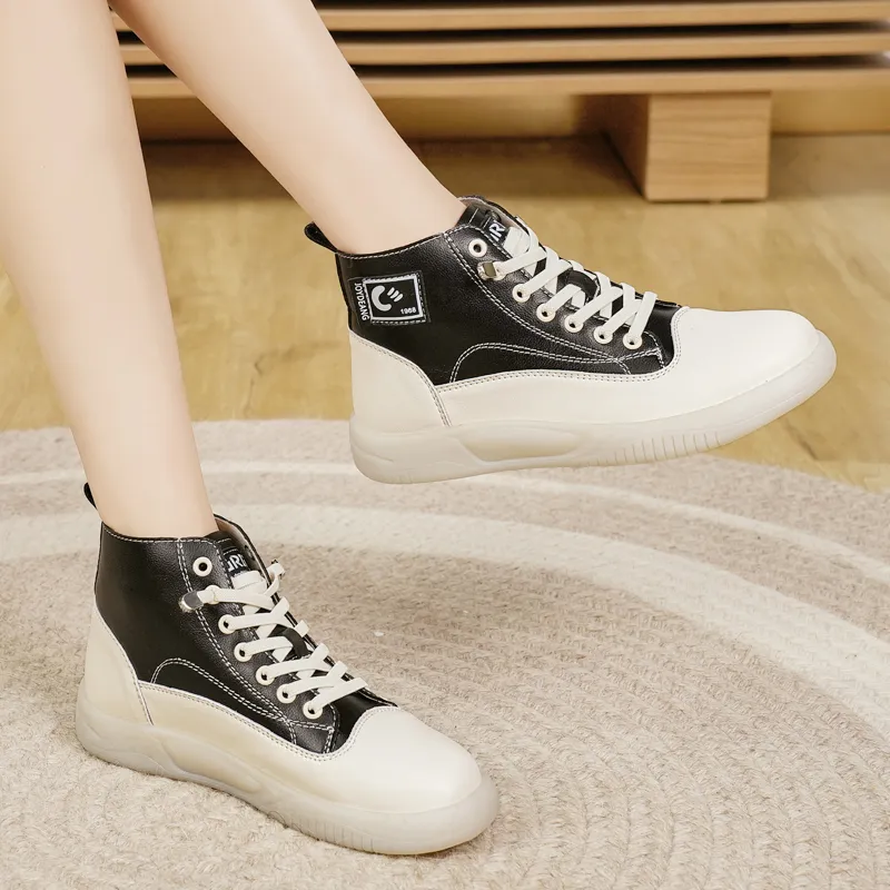 Reivanti High Top Skateboard Shoes Women's Beige Black-3