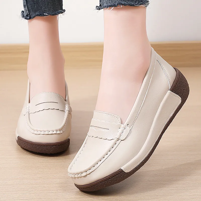 Reivanti Casual Single Shoes 4cm Women's Beige-4