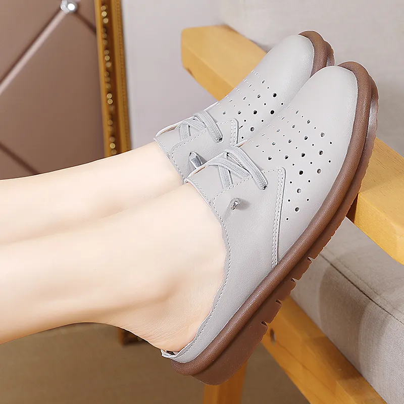 Reivanti Slip Resistant Wrap toe Slippers Women's Gray-3