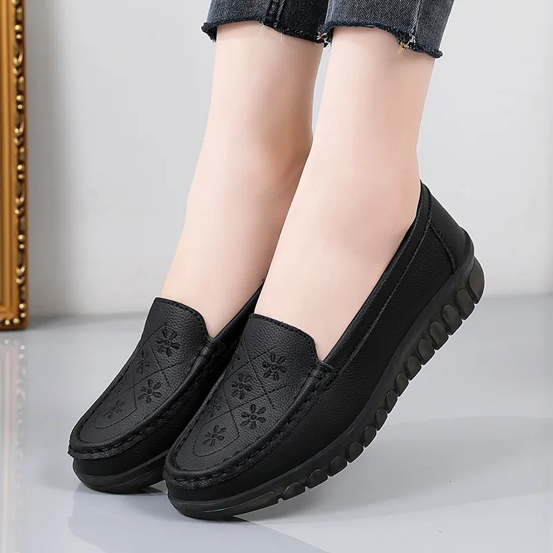 Reivantix Gommino Loafers Women's Black/Gray/Beige-1
