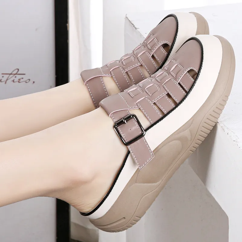 Reivanti Rubber Sole Slip Resistant Abrasion Resistant Wrap toe Slippers Women's Rice Light Purple-7