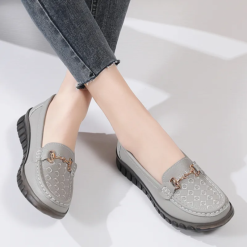 Reivantix Gommino Loafers Women's Gray/Beige/Black-1
