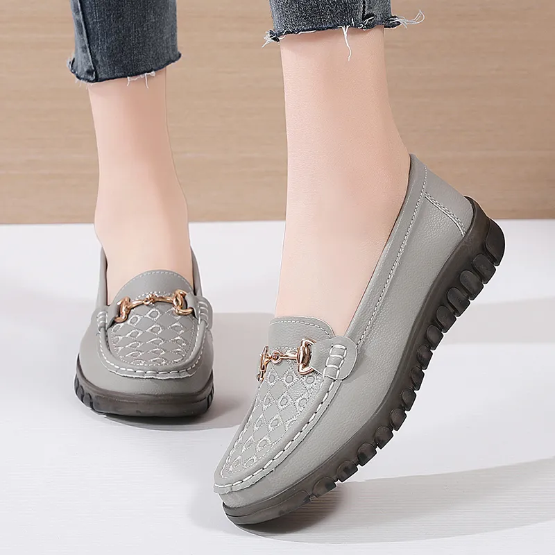 Reivantix Gommino Loafers Women's Gray/Beige/Black-4