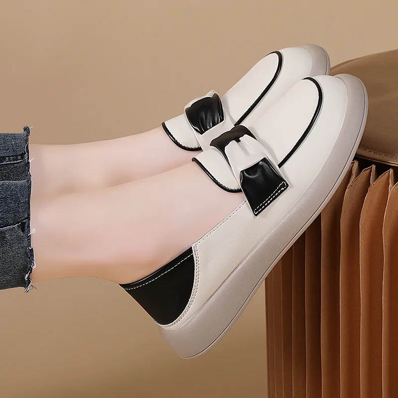 Reivanti Loafers 2cm Women's Beige Black-5