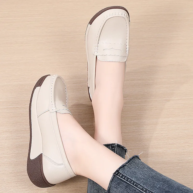 Reivanti Casual Single Shoes 4cm Women's Beige-1