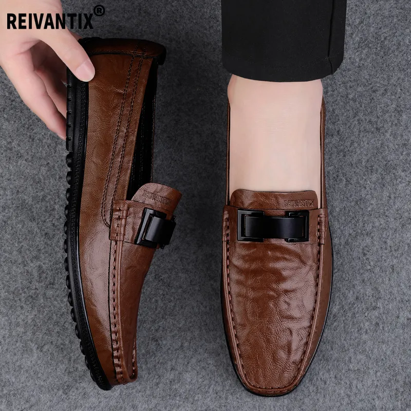 Reivantix Gommino Loafers Unisex Brown-1