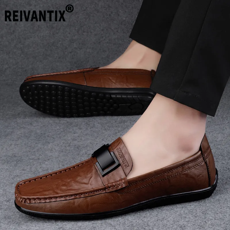 Reivantix Gommino Loafers Unisex Brown-4
