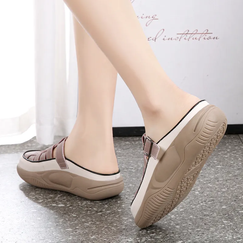 Reivanti Rubber Sole Slip Resistant Abrasion Resistant Wrap toe Slippers Women's Rice Light Purple-4