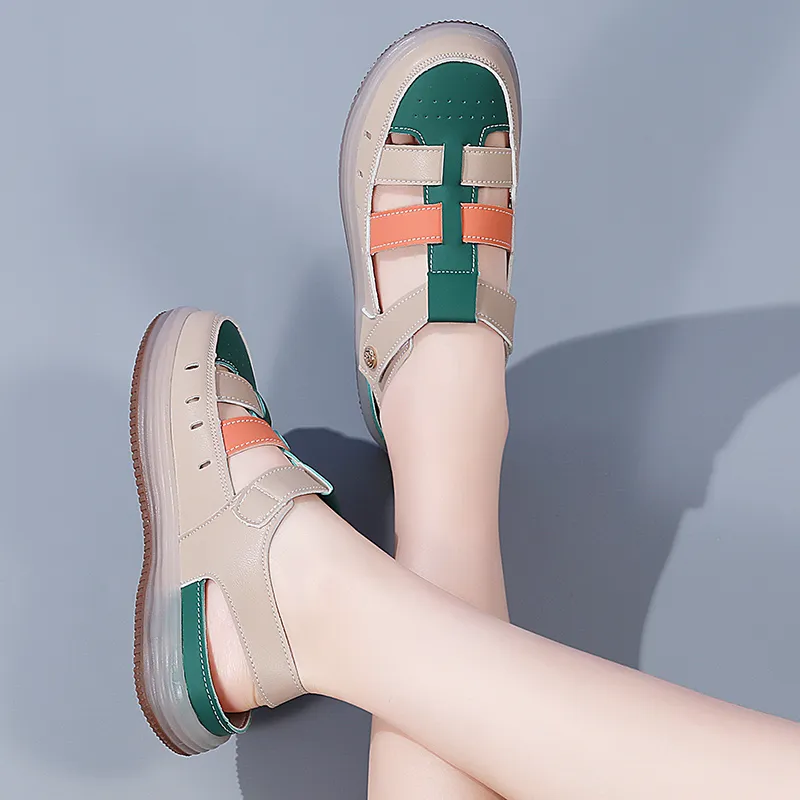Reivanti Roman Sandals 2CM Women's Apricot Green-6