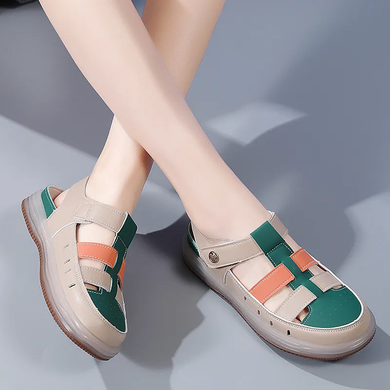 Reivanti Roman Sandals 2CM Women's Apricot Green-4
