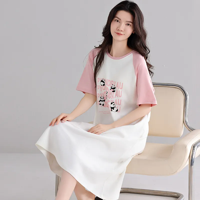 Shivs Nightgown Women's Pink White-5