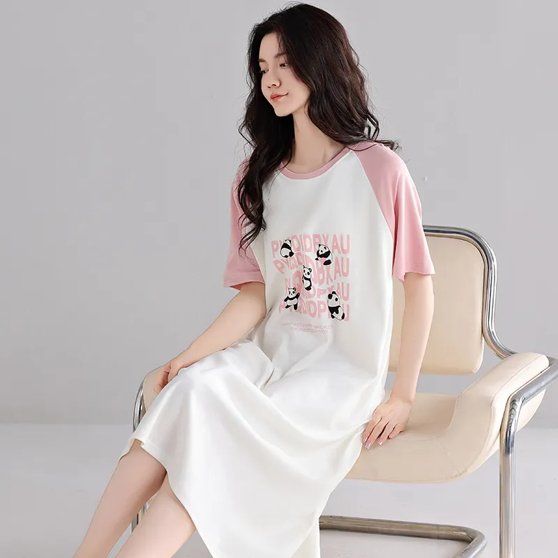 Shivs Nightgown Women's Pink White-4