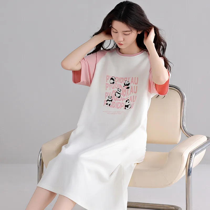 Shivs Nightgown Women's Pink White-3