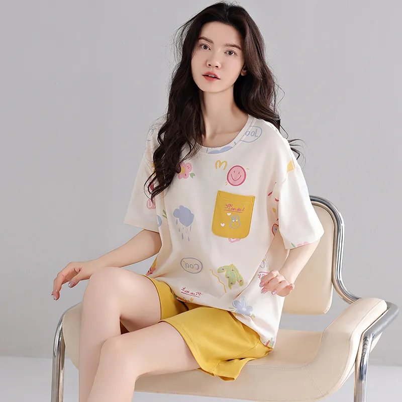 Shivs Pajama Set Women's Beige Yellow-1