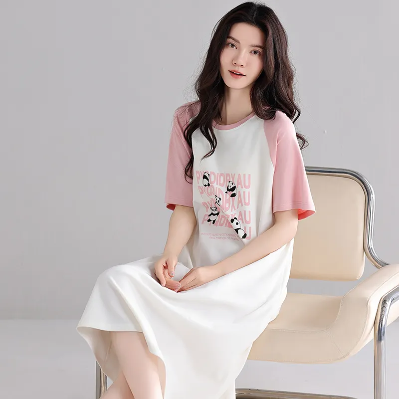 Shivs Nightgown Women's Pink White-1