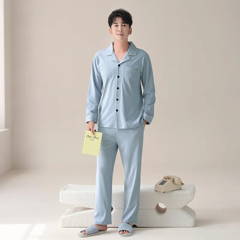 Shivs Pajama Set Men's Light Blue-3