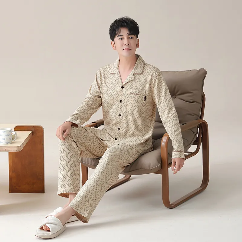 Shivs Pajama Set Men's Apricot Yellow-1