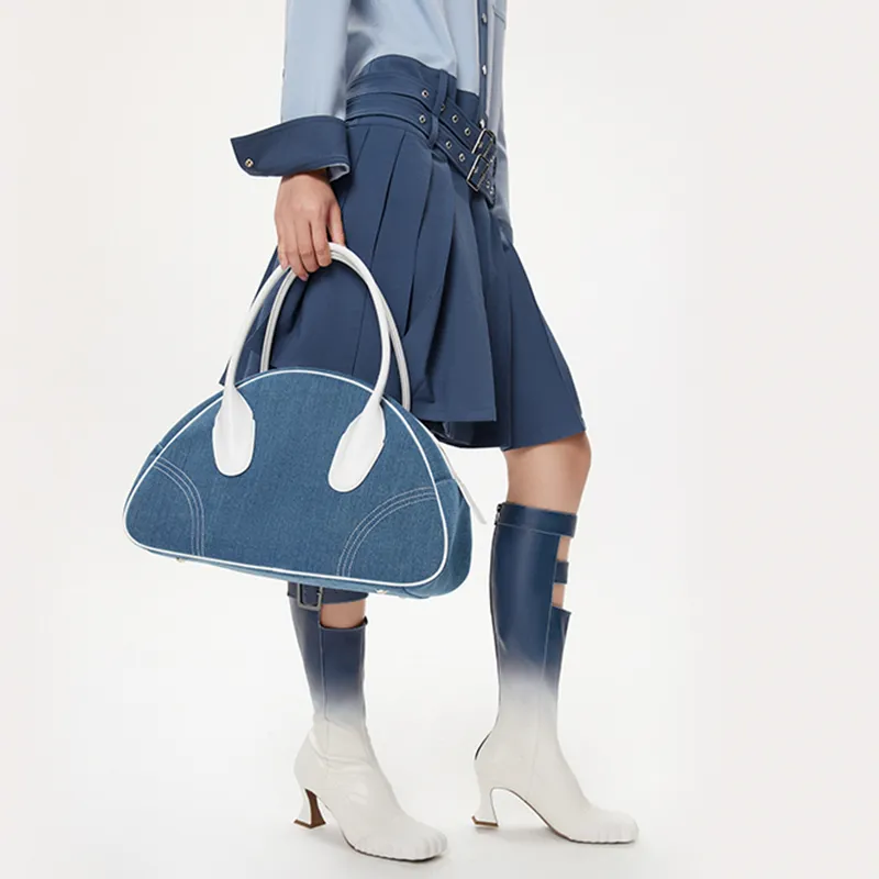 Lost In Echo Denim Bowling Ball, Shoulder Bag, Handbag Tubas Women's Denim-6