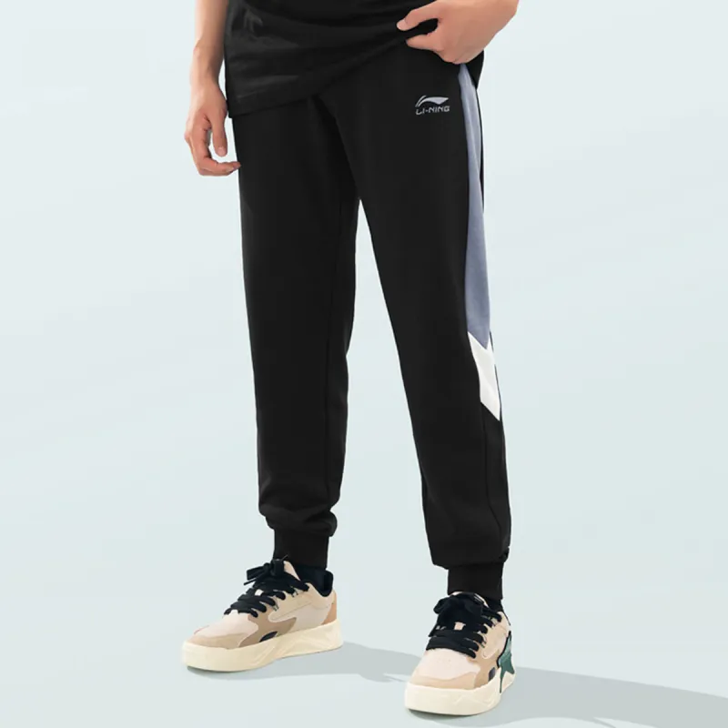 LiNing Knitted Sports Pants Men's Black Blue-6