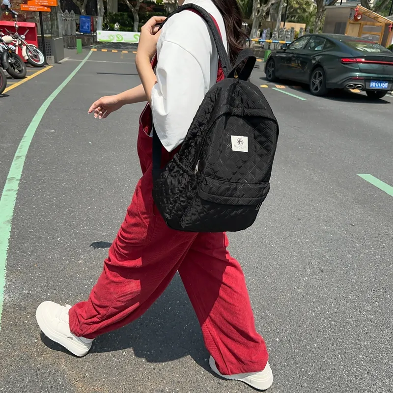 KAKAXI Nylon Backpack Unisex White/Black/Gray/Pink/Coffee/Purple-7