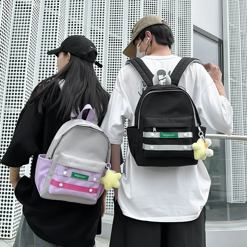 KAKAXI Nylon Backpack Unisex Black/Green/Gray/Purple/Pink/Yellow/Orange-1