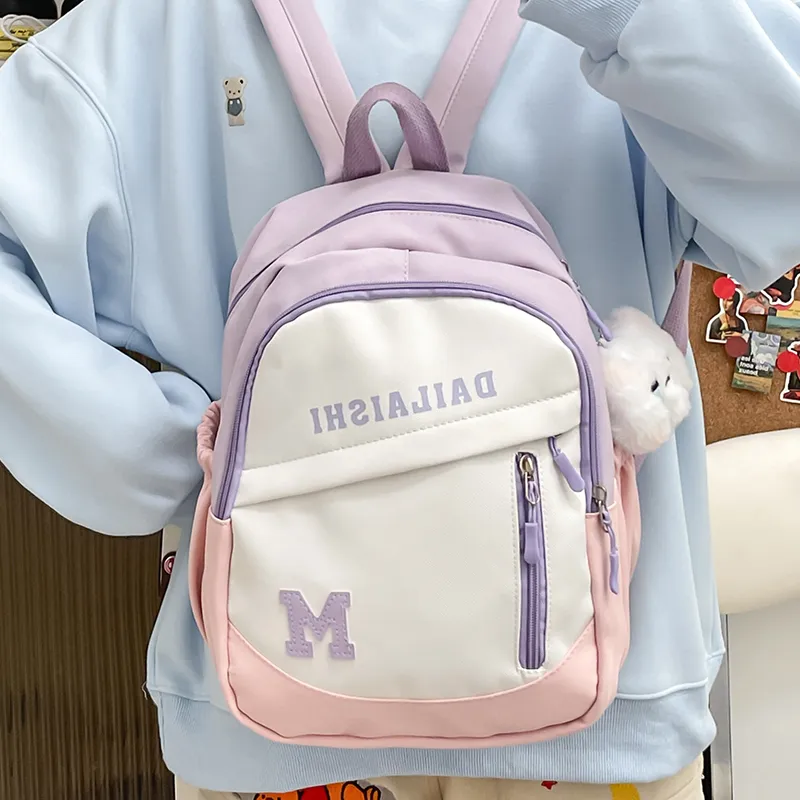 KAKAXI Nylon Backpack Regular Women's Black/Purple/Yellow/Green/Blue/Pink-6