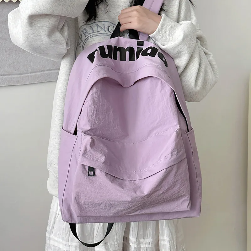 KAKAXI Nylon Backpack Unisex Black/White/Orange/Purple/Green-16