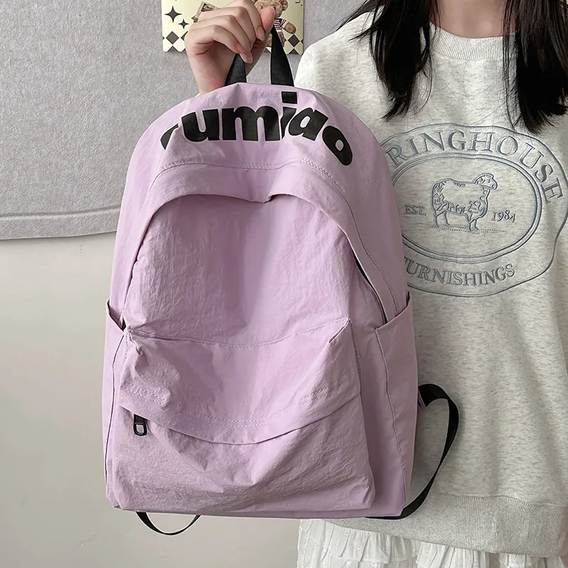 KAKAXI Nylon Backpack Unisex Black/White/Orange/Purple/Green-19