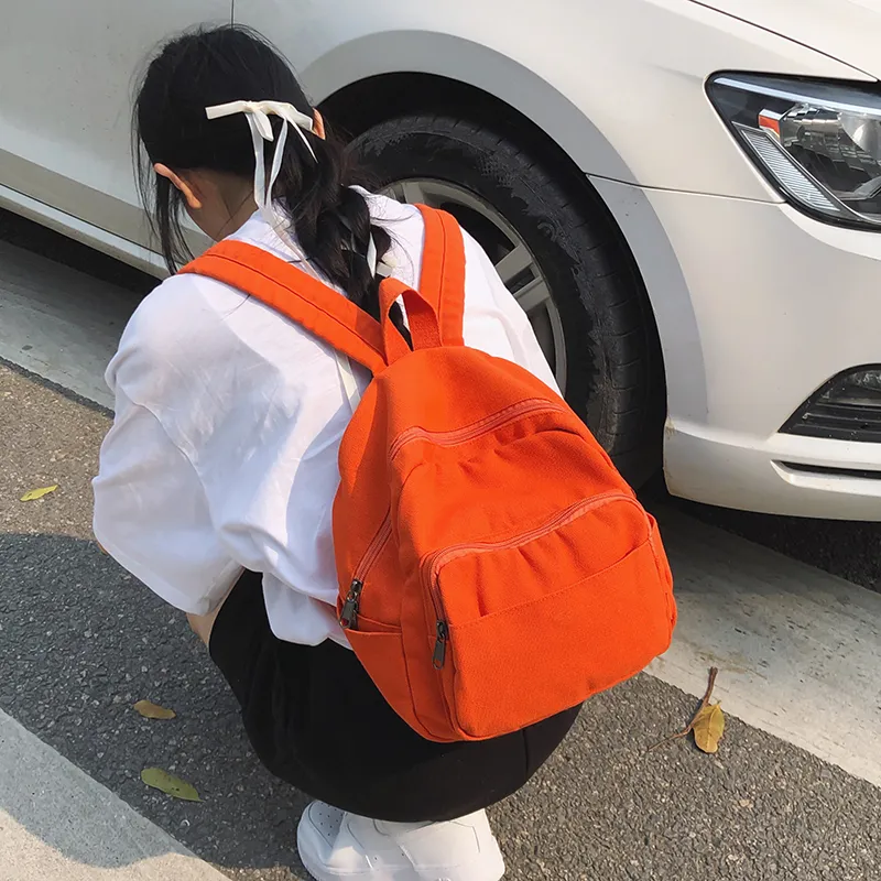 KAKAXI Canvas Backpack Unisex Black/White/Purple/Orange/Green-5