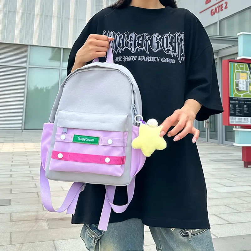 KAKAXI Nylon Backpack Unisex Black/Green/Gray/Purple/Pink/Yellow/Orange-7
