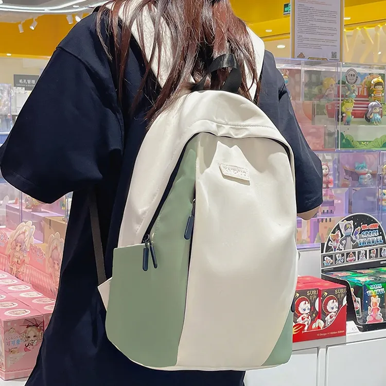 KAKAXI Nylon Backpack Unisex White & Green/Green/Black-2