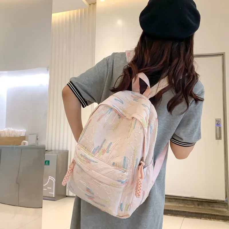 KAKAXI Nylon Backpack Women's Black/Pink/Yellow/Purple/White-6