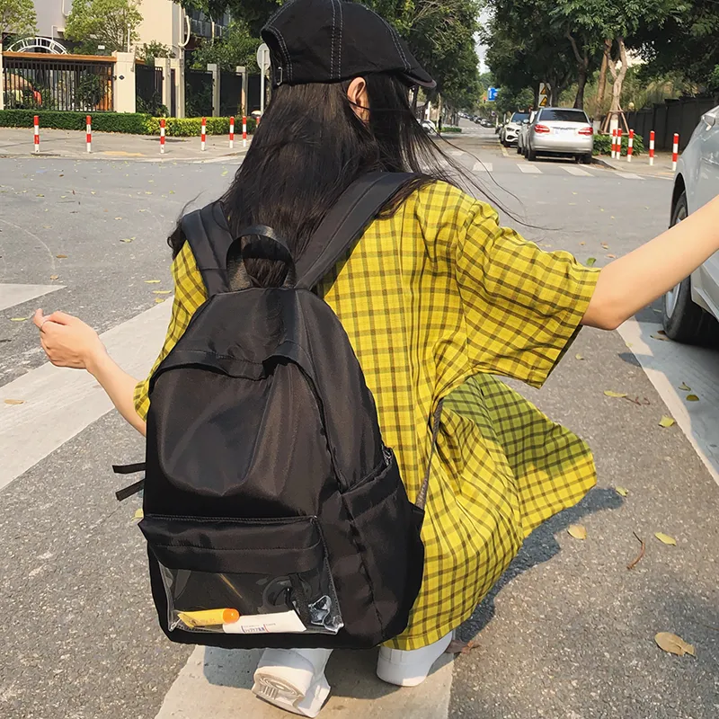KAKAXI Nylon Backpack Unisex Black/Gray/Pink/Blue-6