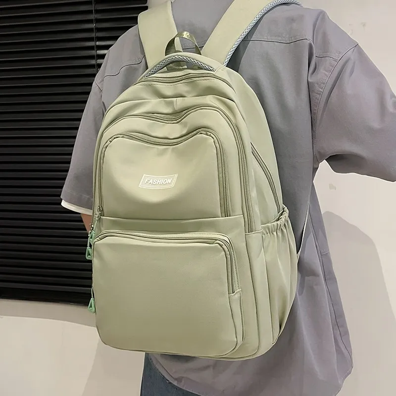KAKAXI Nylon Backpack Unisex Black/Gray/Orange/Green-7