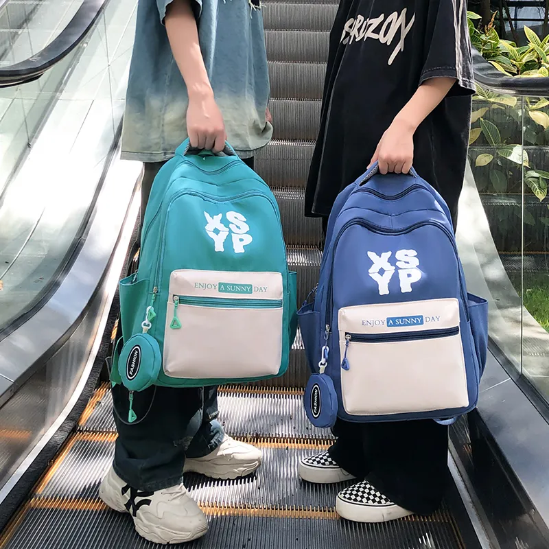 KAKAXI Nylon Backpack Unisex Black/Cyan/Green/Blue/Pink-3