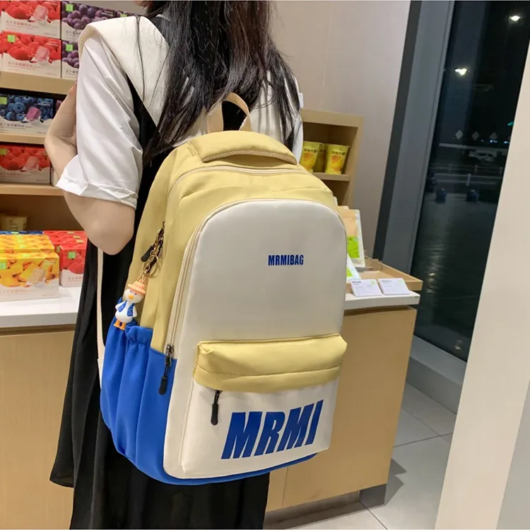 KAKAXI Nylon Laptop Backpack Unisex Black/Yellow Blue/Red Blue/Turquoise/Pink Khaki/Orange Blue-4