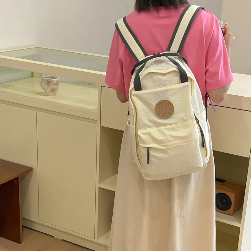 KAKAXI Nylon Backpack Unisex White/Gray/Purple/Green-2