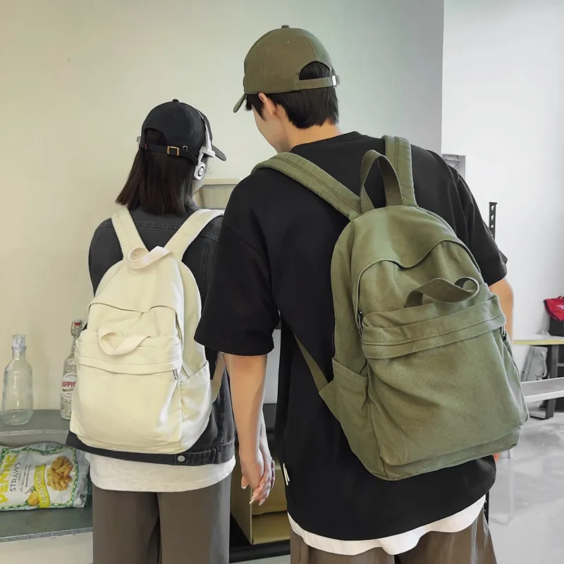 KAKAXI Canvas Backpack Unisex Black/White/Red/Green/Khaki-10